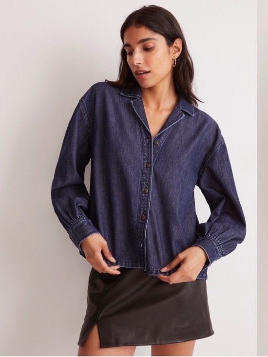 Madewell Tops - Madewell Denim Puff-Sleeve Button-Up Shirt